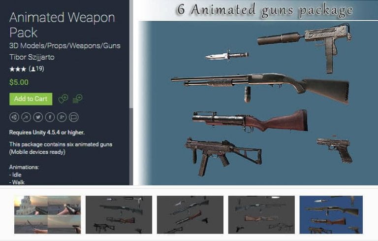 Animated Weapon Pack for free (unityassets4free)