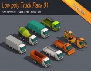 Read more about the article Low Poly Truck Pack 01 Isometric 3D model