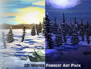 Read more about the article 2D Winter Forest 4K Art Pack. Hand Drawn, Pastel Style!