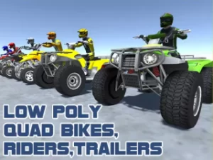 Read more about the article Low Poly Quad Bikes With Riders & Trailers