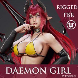Read more about the article Daemon Girl – Game Ready Low-poly 3D model