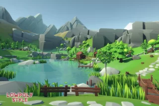 You are currently viewing Lowpoly Style Alpine Woodlands Environment