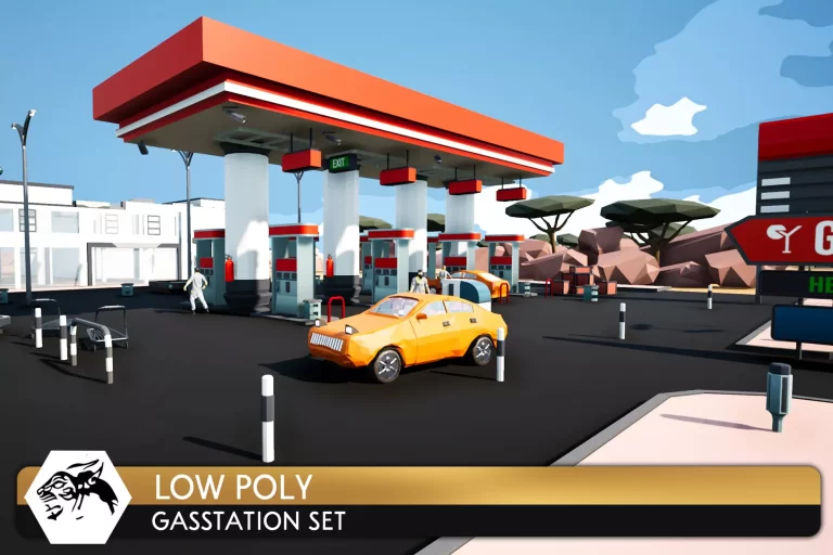 low-poly-gas-station-set